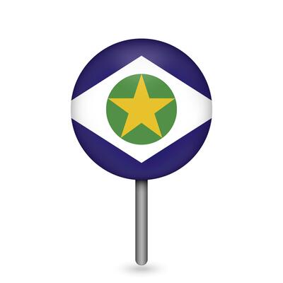 Map pointer with state Mato Grosso. Vector illustration.