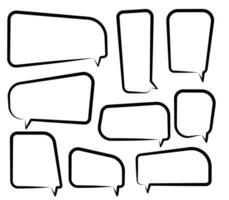 Set speech bubbles on white background. chat box or chat vector square and doodle message or communication icon Cloud speaking for comics and minimal message dialog