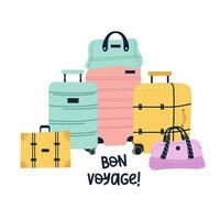 Travel luggage and suitcase vector composition