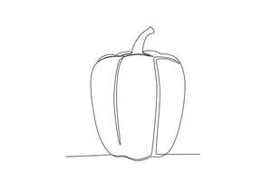 Single one line drawing paprika vegetable concept continuous line draw design graphic vector illustration