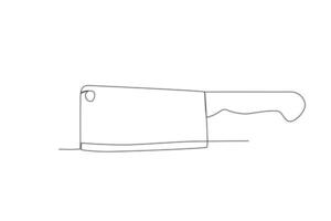 Cleaver continuous line drawing vector illustration of kitchenware