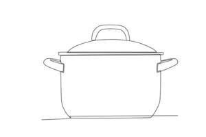 Pan continuous line drawing vector illustration of kitchenware