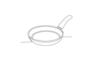 Frying pan continuous line drawing vector illustration of kitchenware