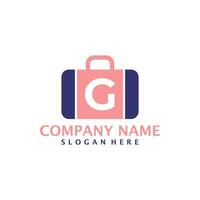 Letter G with Suitcase logo design vector. Initial G with Suitcase logo design template concept vector
