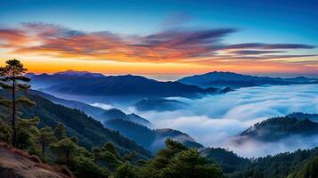 aéreo ver blanco nubes en azul cielo. cima. ver desde zumbido. aéreo aves ojo. aéreo parte superior ver paisaje de nubes cielo fondo, generativo ai ilustración foto