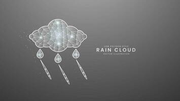 nube y lluvia para clima pronóstico. lluvia gotas con gris agua, moderno digital bajo polígono estilo vector ilustración