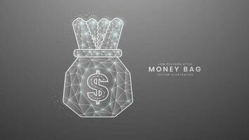 Money bag with a dollar. Business and finance payment concept, Modern digital low polygon style vector illustration