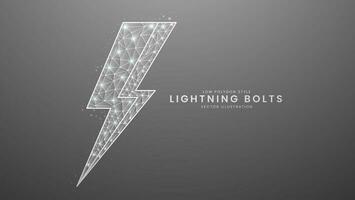 Lightning bolts of energy, danger, and power. Gray line thunder, Modern digital low polygon style vector illustration