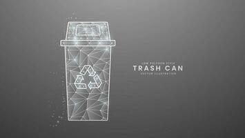 Metallic trash can. separate waste concept, Modern digital low polygon style vector illustration