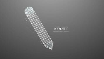 Gray pencil for writing and drawing. Education stationery equipment, Modern digital low polygon style vector illustration