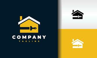 logo house paint brush vector