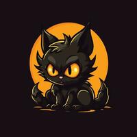 halloween kitten illustartion vector