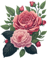 un Rosa flor clipart agua color con ai generativo png