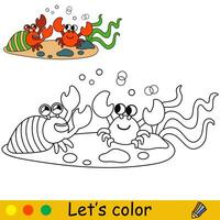 niños colorante dos gracioso cangrejos vector ilustración