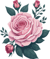 un Rosa flor clipart ilustración ai generativo png