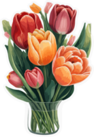 Tulip Flowers Bouquet Illustration AI Generative png