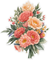 Valentin fleurs bouquet agrafe art avec ai génératif png