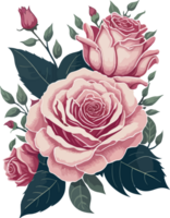 A Rose Flower Clip Art Ornament with AI Generative png