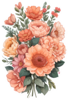 Valentin fleurs bouquet agrafe art ai génératif png