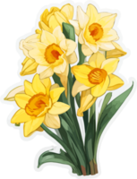 Daffodil Flower Bouquet Clip Art with AI Generative png