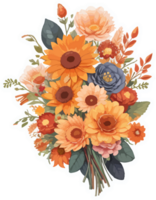 Autumn Flowers Bouquet Sticker AI Generative png