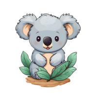 Cute Koala kids illustration on transparent background. Watercolor style. Generative AI png