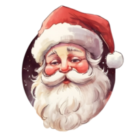 Portrait of Santa Claus head. Smiling Santa Claus. Cartoon santa claus illustration with beard. AI Generative. png