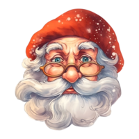 retrato de Papa Noel claus cabeza. sonriente Papa Noel noel dibujos animados Papa Noel claus ilustración con barba. ai generativo. png