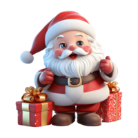 Cheerful 3D model of Santa Claus on transperent background. Funny cartoon Christmas Grandpa. Decorations for Christmas greetings card, web, advert. AI Generative. png