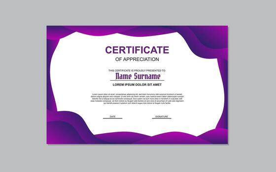certificado diseño en púrpura color en resumen estilo vector