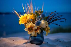 Summer Themed Flora Arrangement Portrait generative AI photo