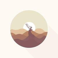 a deer stands in the mountains with a sunset in the background vector