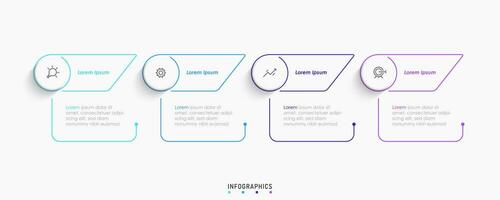 plantilla de diseño de etiquetas infográficas vectoriales con iconos y 4 opciones o pasos. se puede utilizar para diagramas de proceso, presentaciones, diseño de flujo de trabajo, banner, diagrama de flujo, gráfico de información. vector