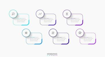 plantilla de diseño de etiquetas infográficas vectoriales con iconos y 6 opciones o pasos. se puede utilizar para diagramas de proceso, presentaciones, diseño de flujo de trabajo, banner, diagrama de flujo, gráfico de información. vector