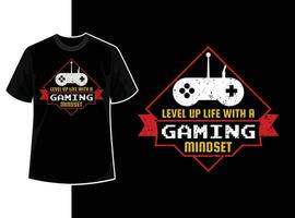 Vintage typography gaming t shirt template design with creative motivation quote and vector shape
