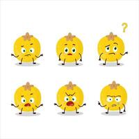 Cartoon character of nance fruit with what expression vector