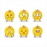 Nance fruit cartoon character with sad expression vector