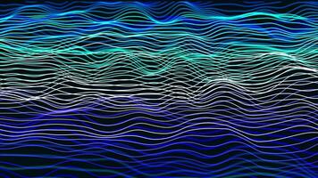 abstrato gradiente fita linha onda animado 4k. multicolorido partícula linha ondulado fundo video