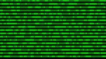 Binary code black and green background with digits moving on screen video