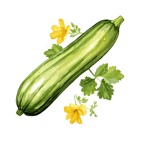 Zucchini watercolor illustration, Vegetable isolated on transparent background, AI Generative png