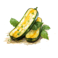 courgette waterverf illustratie, groente geïsoleerd Aan transparant achtergrond, ai generatief png