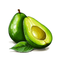 Avocado watercolor illustration, Vegetable isolated on transparent background, AI Generative png