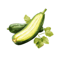 Zucchini watercolor illustration, Vegetable isolated on transparent background, AI Generative png