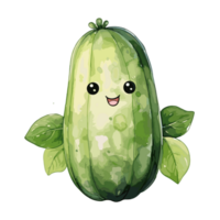 Cucumber watercolor illustration, Vegetable isolated on transparent background, AI Generative png