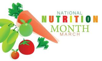 nacional nutrición mes. fondo, bandera, tarjeta, póster, modelo. vector ilustración.