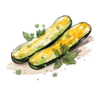 abobrinha aguarela ilustração, vegetal isolado em transparente fundo, ai generativo png