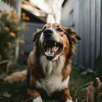 portrait of a happy outdoor summer dog generative AI photo