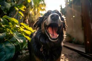 retrato de un contento al aire libre verano perro generativo ai foto