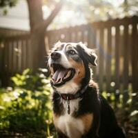 retrato de un contento al aire libre verano perro generativo ai foto