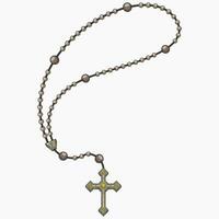 Vector design of rosary with christian cross, symbol of catholic religion